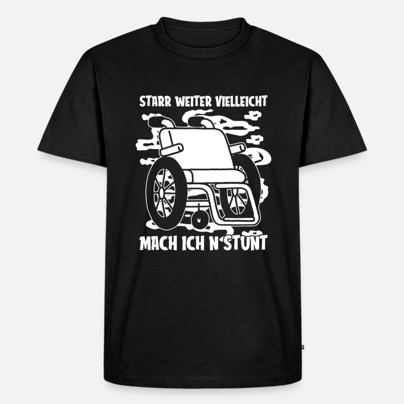 Rollstuhl Rollstuhlfahrer Lustig - Männer Premium Bio T-Shirt - Schwarz