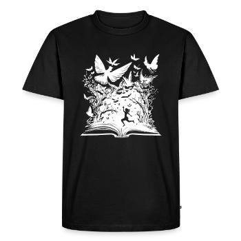 Livre Rat de bibliothèque Rat de bibliothèque Oiseaux - T-shirt Premium bio Homme - noir - Devant - Nico (187cm)