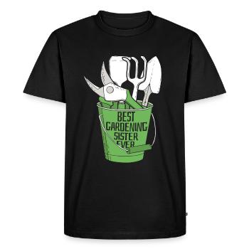 Jardinier amateur Jardinier Sœur - T-shirt Premium bio Homme - noir - Devant - Nico (187cm)