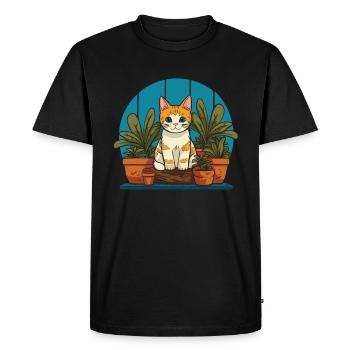 Jardinier amateur plantes de jardin chat de jardin - T-shirt Premium bio Homme - noir - Devant - Nico (187cm)