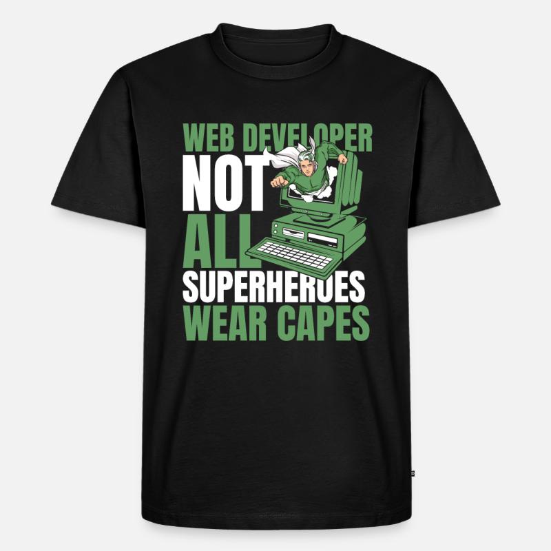 Web Entwickler Webdeveloper Superheld - Männer Premium Bio T-Shirt - Schwarz