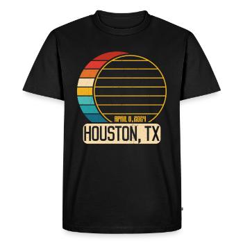 Eclipse totale de Soleil Texas Houston 28 avril 2024 - T-shirt Premium bio Homme - noir - Devant - Nico (187cm)