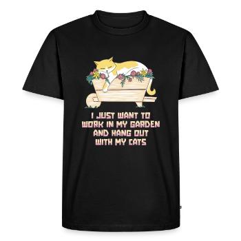 Jardinier amateur chat de jardin - T-shirt Premium bio Homme - noir - Devant - Nico (187cm)