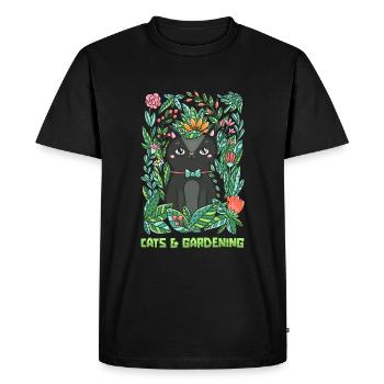Jardinier amateur jardin félin chat de jardin - T-shirt Premium bio Homme - noir - Devant - Nico (187cm)