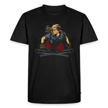 Softball - Männer Premium Bio T-Shirt - Schwarz - Vorne - Nico (187cm)