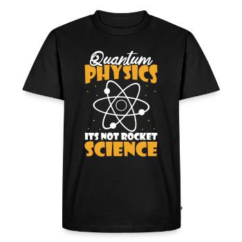 Physique Physiciens Humour Physique quantique - T-shirt Premium bio Homme - noir - Devant - Nico (187cm)
