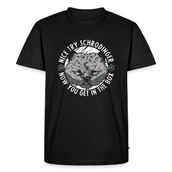 Physique Phyker Cat Physique quantique - T-shirt Premium bio Homme - noir - Devant - Nico (187cm)