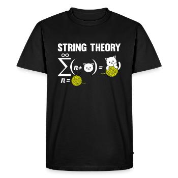 Physics Phyker Cat Quantum Physics String Theory - Men's Premium Organic T-Shirt - black - Front - Nico (187cm)
