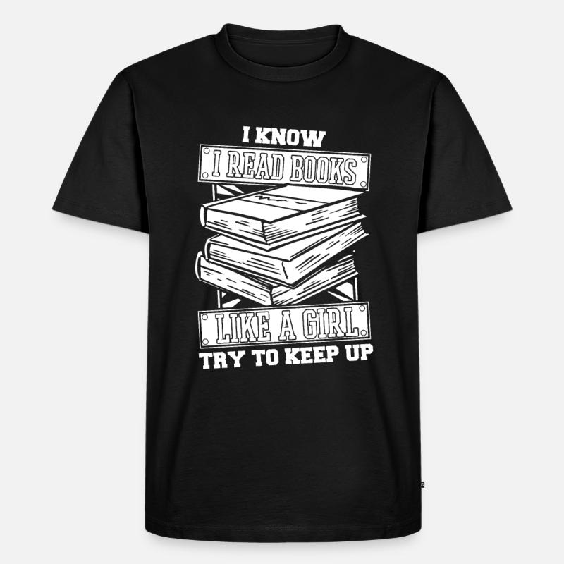 Buch Leseratte Bücherwurm - Männer Premium Bio T-Shirt - Schwarz
