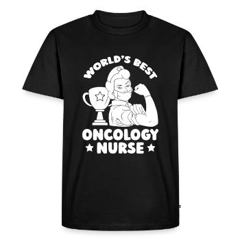 Infirmière en oncologie - T-shirt Premium bio Homme - noir - Devant - Nico (187cm)