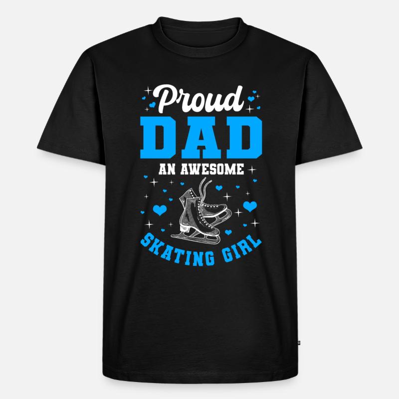 Stolzer Vater Eislaufenden Mädchen - Männer Premium Bio T-Shirt - Schwarz
