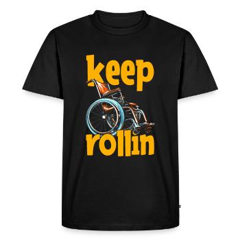 Wheelchair Wheelchair Funny Keep Rollin - Men's Premium Organic T-Shirt - black - Front - Nico (187cm)