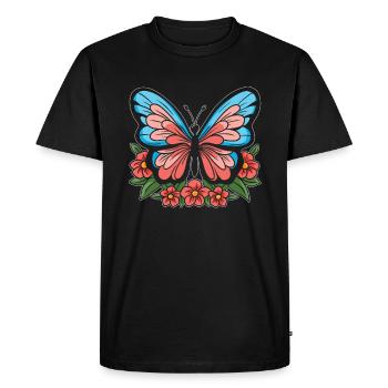 Fleurs de papillon - T-shirt Premium bio Homme - noir - Devant - Nico (187cm)