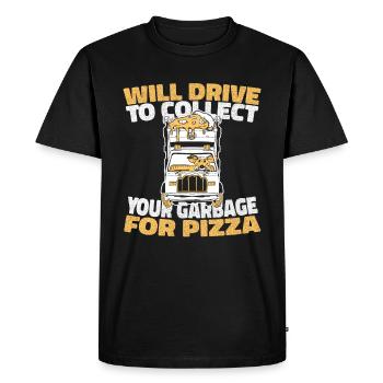 Camionneur Camionneur Camionneur Camionneur Pizza - T-shirt Premium bio Homme - noir - Devant - Nico (187cm)