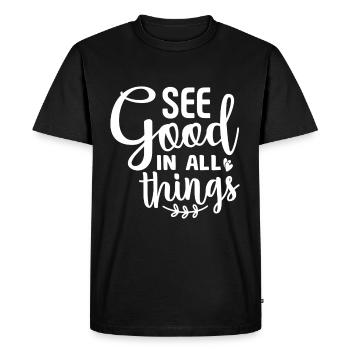 Voir le bien en toutes choses - T-shirt Premium bio Homme - noir - Devant - Nico (187cm)