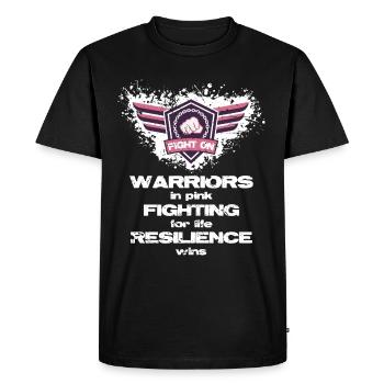 Warriors in pink, fighting for life. - Men's Premium Organic T-Shirt - black - Front - Nico (187cm)