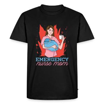 Infirmière Maman Infirmière d’urgence - T-shirt Premium bio Homme - noir - Devant - Nico (187cm)