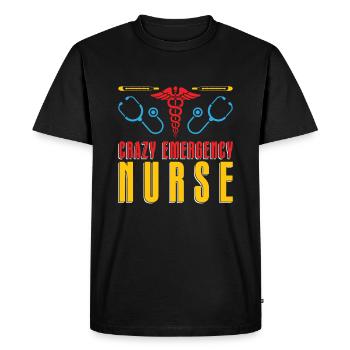 Infirmière folle - T-shirt Premium bio Homme - noir - Devant - Nico (187cm)