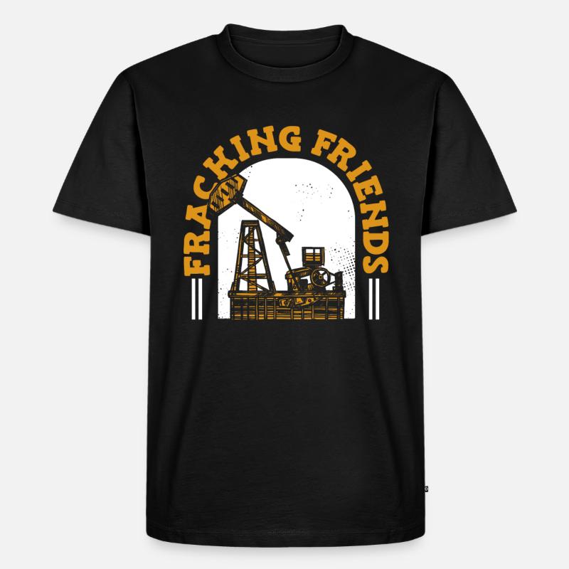 Ölfeld Bohrinsel Fracking - Männer Premium Bio T-Shirt - Schwarz