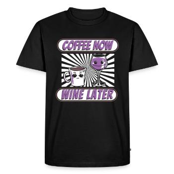 Kaffee Cafe Kaffeewein Coffee Now Wine Later - Men's Premium Organic T-Shirt - black - Front - Nico (187cm)