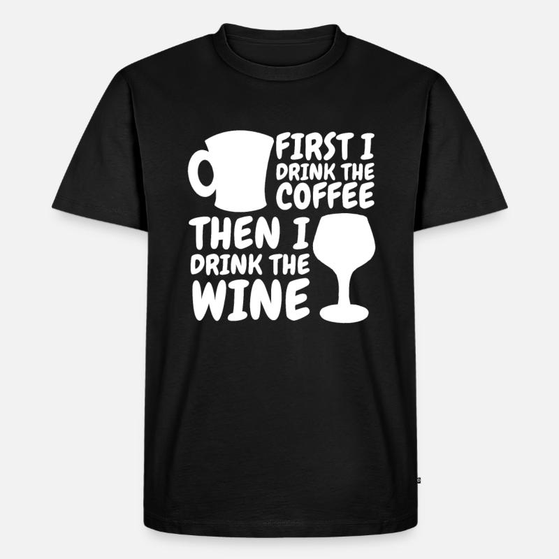 Kaffee Cafe Kaffeewein - Männer Premium Bio T-Shirt - Schwarz
