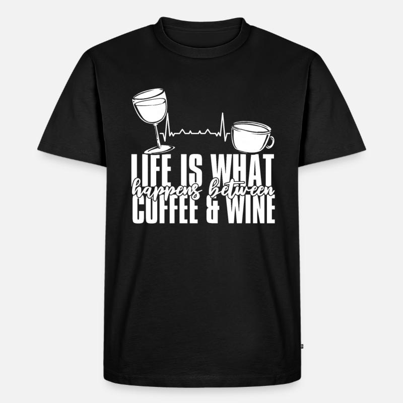 Kaffee Cafe Kaffeewein - Männer Premium Bio T-Shirt - Schwarz