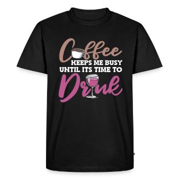 Coffee Cafe Coffee Wine - Men's Premium Organic T-Shirt - black - Front - Nico (187cm)