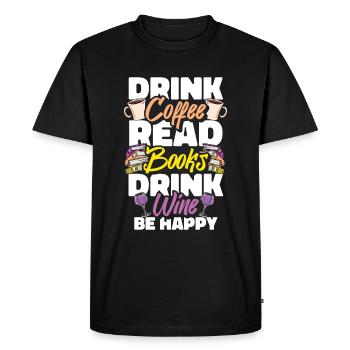 Coffee Cafe Coffee Wine - Men's Premium Organic T-Shirt - black - Front - Nico (187cm)