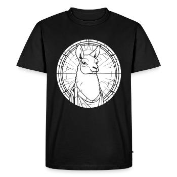Christian Christianity Lama - Men's Premium Organic T-Shirt - black - Front - Nico (187cm)
