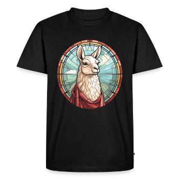 Christian Christianity Lama - Men's Premium Organic T-Shirt - black - Front - Nico (187cm)