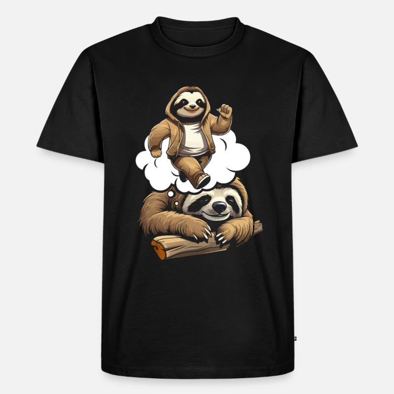 Faultier Witzig - Männer Premium Bio T-Shirt - Schwarz