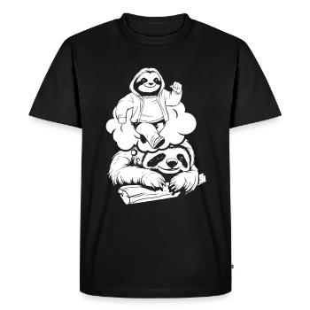 Sloth Funny - Men's Premium Organic T-Shirt - black - Front - Nico (187cm)