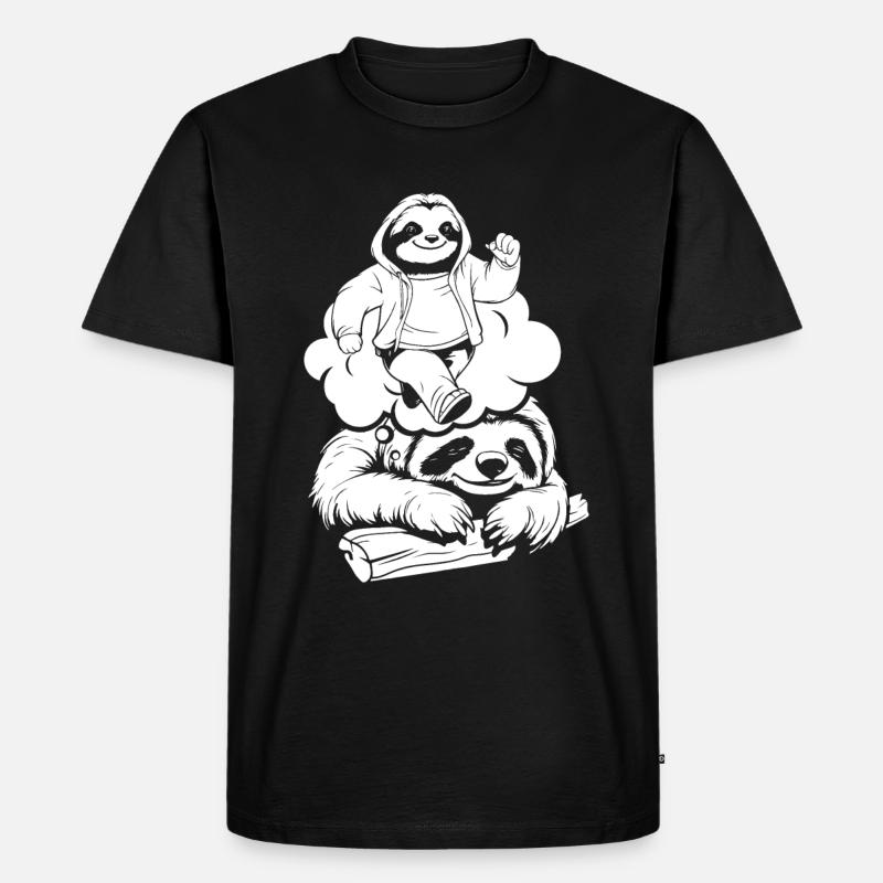 Faultier Witzig - Männer Premium Bio T-Shirt - Schwarz
