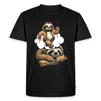 Paresseux Drôle - T-shirt Premium bio Homme - noir - Devant - Nico (187cm)