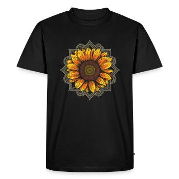 Tournesol Mandala Inspiration Zen - T-shirt Premium bio Homme - noir - Devant - Nico (187cm)