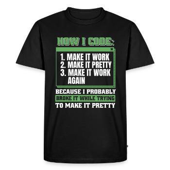 Developer, Coder, Programmer - Men's Premium Organic T-Shirt - black - Front - Nico (187cm)