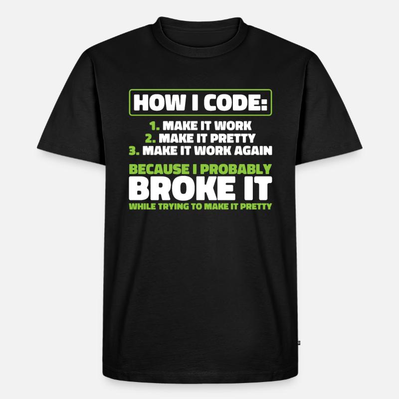 Developer, Coder, Programmer - Men's Premium Organic T-Shirt - black