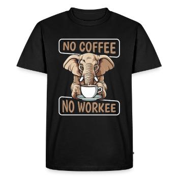 Kaffee Cafe Elefant No Coffee No Workee - Men's Premium Organic T-Shirt - black - Front - Nico (187cm)