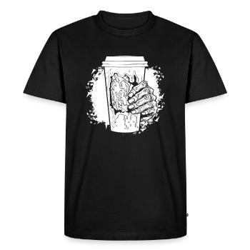 Café Café Halloween Zombie Main - T-shirt Premium bio Homme - noir - Devant - Nico (187cm)