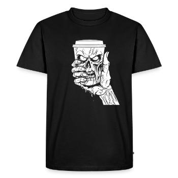 Café Café Halloween Zombie Main - T-shirt Premium bio Homme - noir - Devant - Nico (187cm)
