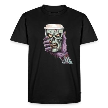 Café Café Halloween Zombie Main - T-shirt Premium bio Homme - noir - Devant - Nico (187cm)
