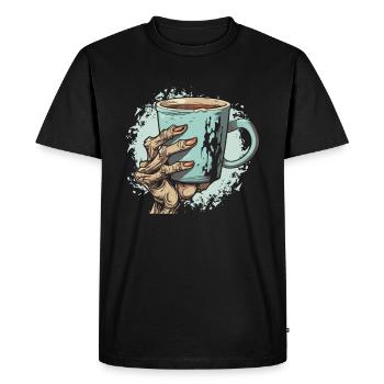 Café Café Halloween Zombie Main - T-shirt Premium bio Homme - noir - Devant - Nico (187cm)