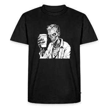 Café Café Halloween Zombie Main - T-shirt Premium bio Homme - noir - Devant - Nico (187cm)
