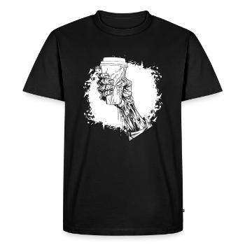Café Café Halloween Zombie Main - T-shirt Premium bio Homme - noir - Devant - Nico (187cm)