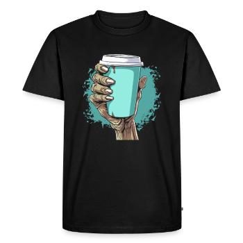 Café Café Halloween Zombie Main - T-shirt Premium bio Homme - noir - Devant - Nico (187cm)
