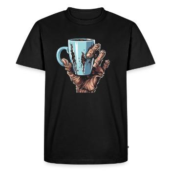 Café Café Halloween Zombie Main - T-shirt Premium bio Homme - noir - Devant - Nico (187cm)