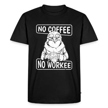 Coffee Cafe Penguin No Coffee No Workee - Men's Premium Organic T-Shirt - black - Front - Nico (187cm)