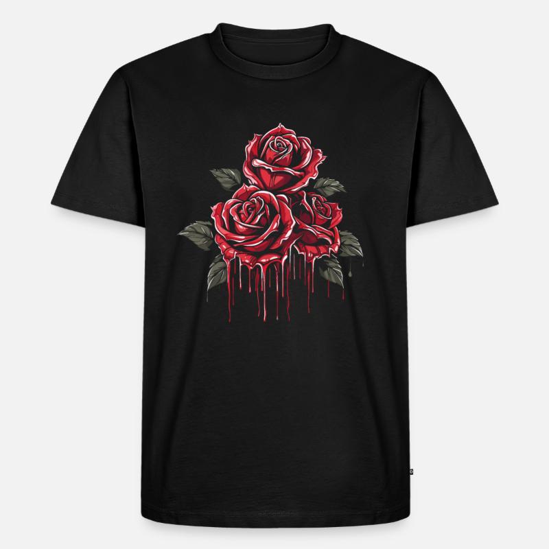 Rote Rose Goth Cool - Männer Premium Bio T-Shirt - Schwarz