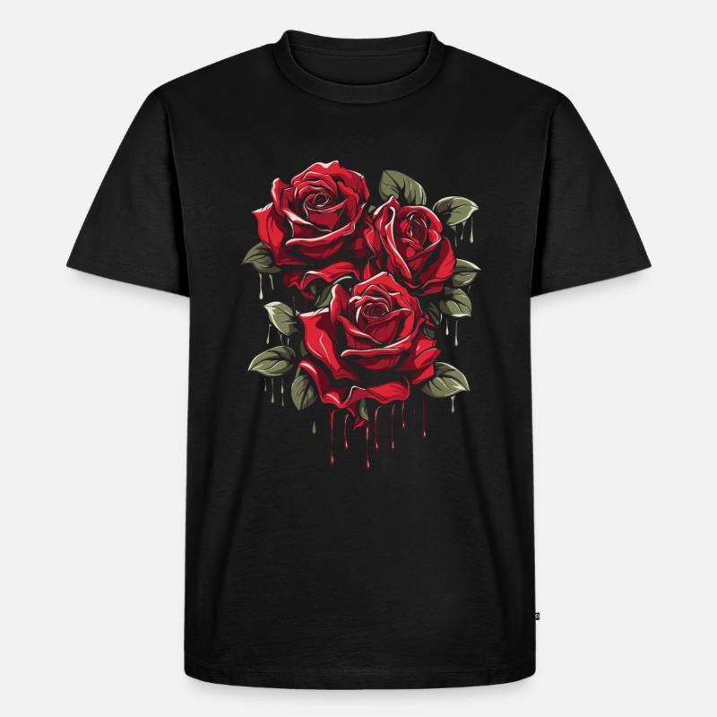 Rote Rose Goth Cool - Männer Premium Bio T-Shirt - Schwarz
