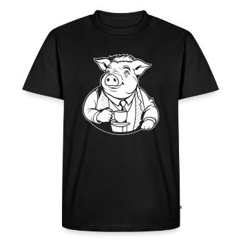 Pig Pig Farmer Coffee - Men's Premium Organic T-Shirt - black - Front - Nico (187cm)